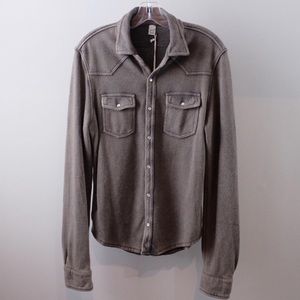 Une Cotton/ Cashmere Blend Long Sleeve Button Up